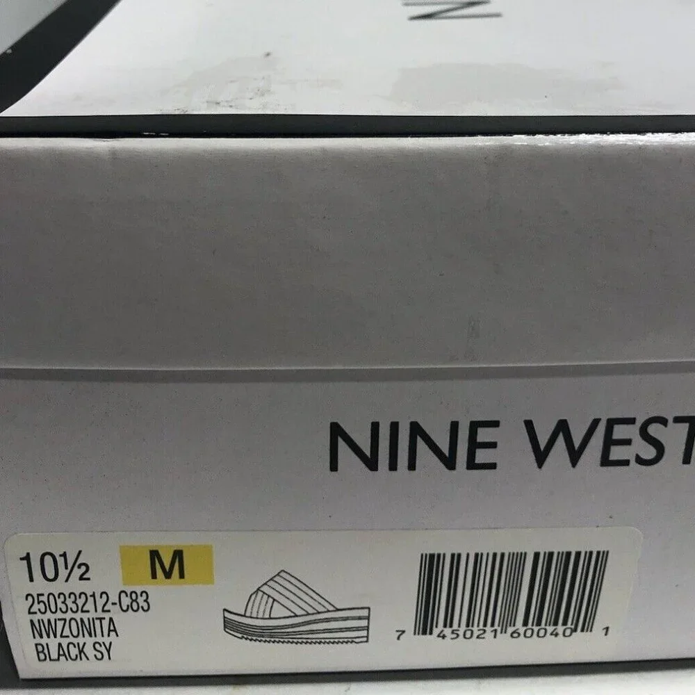 Nine West Women’s Zonita, Black Wedge Sandals, Size 10.5M